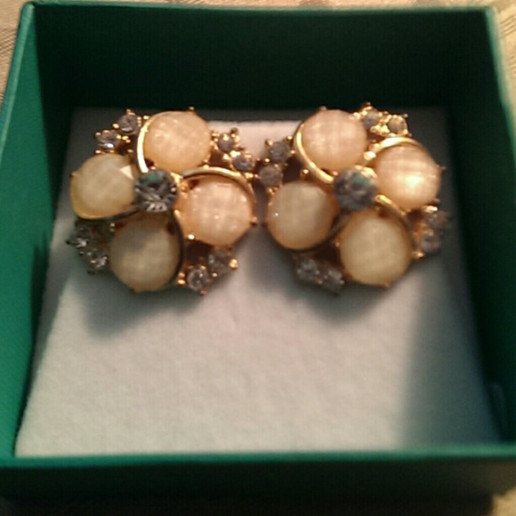 New Antique Inspired Iridescent & CZ Earrings - Picture 2 of 3